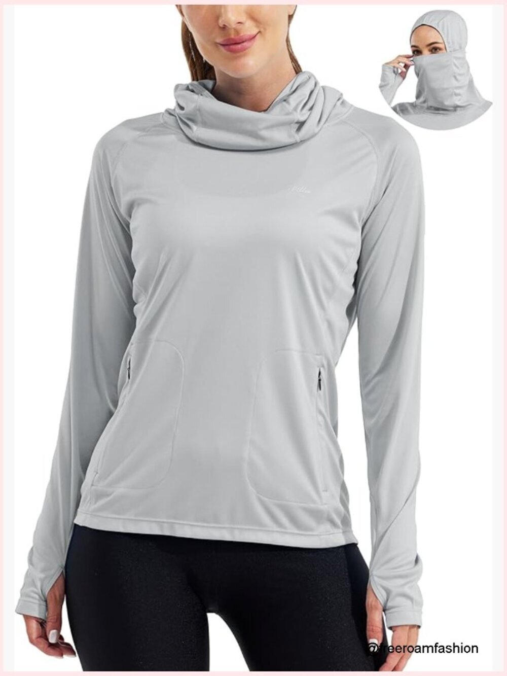UPF 50+ Women's Sun Protection Hoodie with Face Cover and Pockets